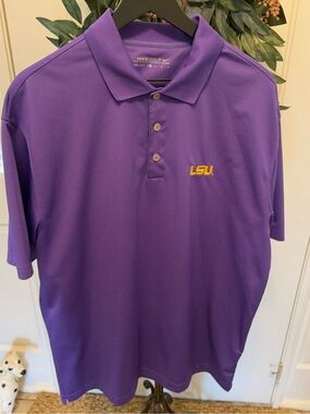 NWOT Nike Golf Dri Fit LSU Collegiate Polo Shirt SS XL